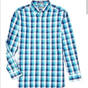 Daniel Cremieux Signature Check Dobby Blue Teal Long-Sleeve Woven Shirt